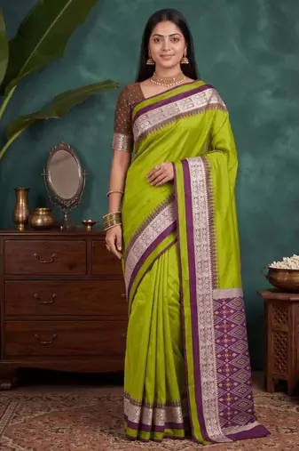 Perrott color silk blend woven work saree sari