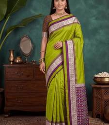 Perrott color silk blend woven work saree sari