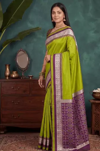 Perrott color silk blend woven work saree sari