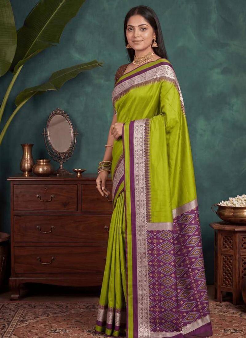 Perrott color silk blend woven work saree sari