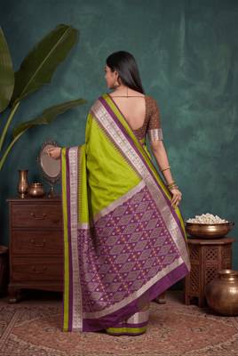 Perrott color silk blend woven work saree sari 3