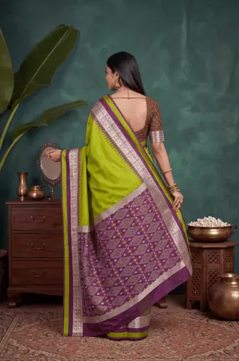 Perrott color silk blend woven work saree sari