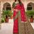 Rani pink color silk blend ikkat pattern woven work sarees