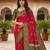 Rani pink color silk blend ikkat pattern woven work sarees