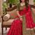 Rani pink color silk blend ikkat pattern woven work sarees