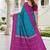 Sky blue color silk blend ikkat pattern woven work sarees
