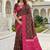 Brown color silk blend ikkat pattern woven work sarees