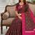 Brown color silk blend ikkat pattern woven work sarees