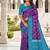 Purple color silk blend ikkat pattern woven work sarees