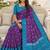 Purple color silk blend ikkat pattern woven work sarees