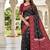 Black color silk blend ikkat pattern woven work sarees