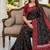 Black color silk blend ikkat pattern woven work sarees