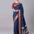 Blue color silk blend zaro woven work sarees