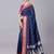 Blue color silk blend zaro woven work sarees