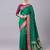 Green color silk blend zaro woven work sarees