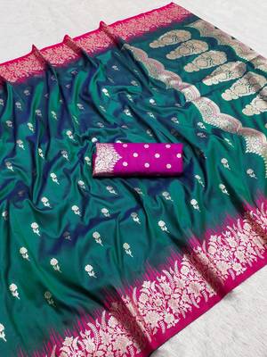 Rama color silk blend zaro woven work sarees 4