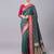 Teal color silk blend zaro woven work sarees
