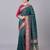 Teal color silk blend zaro woven work sarees