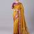 Yellow color silk blend zaro woven work sarees