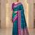 Teal color silk blend zari woven weaving sarees