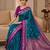 Teal color silk blend zari woven weaving sarees