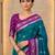 Teal color silk blend zari woven weaving sarees