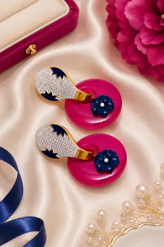 American Diamond Pave Donut Hoop Earrings
