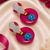 American diamond hoop lock floral statement earrings