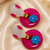 American diamond hoop lock floral statement earrings