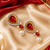 Gold Tone Black Enamel Red Teardrop Statement Earrings