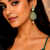 Designer AD Emerald Green Halo Drop Earrings
