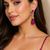 American Diamond Pink Pave Teardrop Statement Earrings