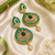 Designer AD Emerald Green Halo Drop Earrings