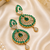 Designer AD Emerald Green Halo Drop Earrings