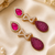 American Diamond Pink Pave Teardrop Statement Earrings