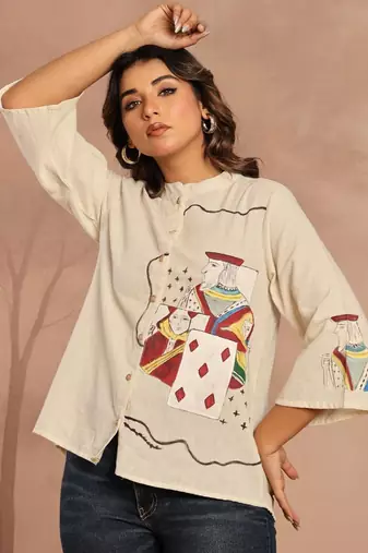 Off White printed regular top