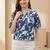 Floral Print Indigo Satin Shirt Style Top