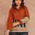 Rust Regular tops Graphic Print Shirt Collar, long