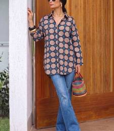 Geometric Print Cotton Shirt Style Top