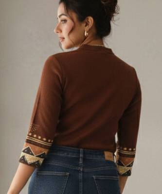 Print Mandarin Collar Ethnic Top 5