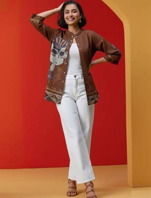Print Mandarin Collar Top 2