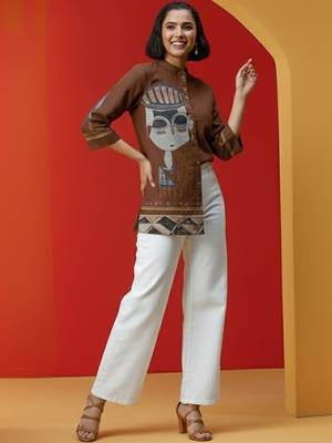 Print Mandarin Collar Top 3