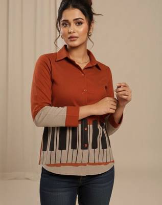 Colourblocked Shirt Style Top 1