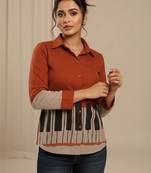 Colourblocked Shirt Style Top