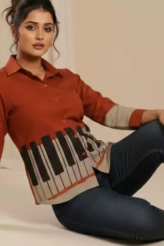 Colourblocked Shirt Style Top