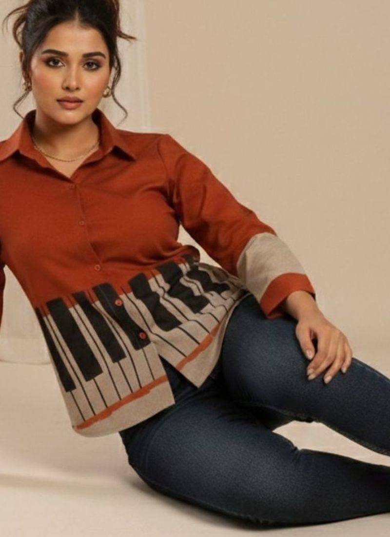 Colourblocked Shirt Style Top
