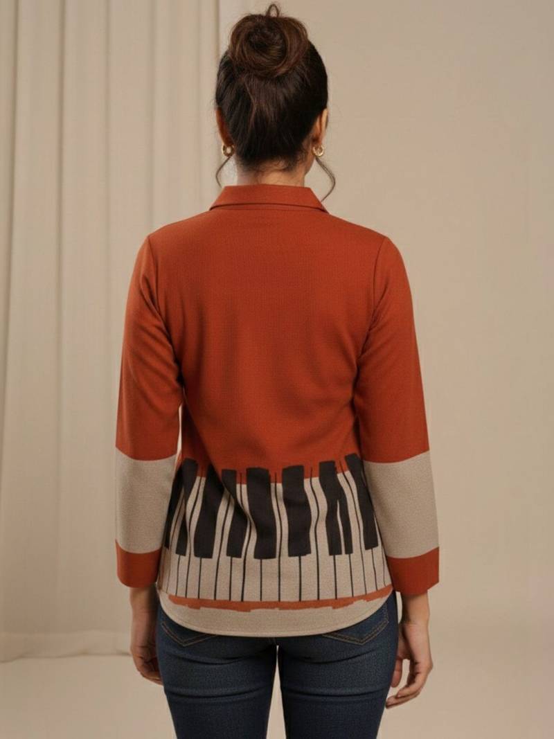 Colourblocked Shirt Style Top
