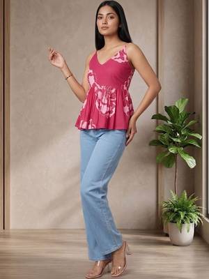 Floral Print Cotton Peplum Top 4