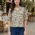 Floral Print Tropical Satin Shirt Style Top