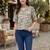 Floral Print Tropical Satin Shirt Style Top